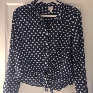 J.Crew polka dot tie-waist shirt